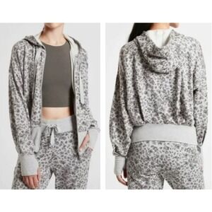 ATHLETA Balance Animal Print Full Zip Hoodie Jacket Gray 599872‎ Women's Large